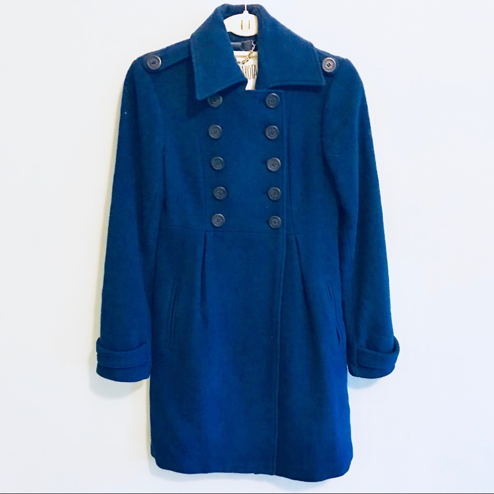 BB Dakota Navy Blue Wool Coat